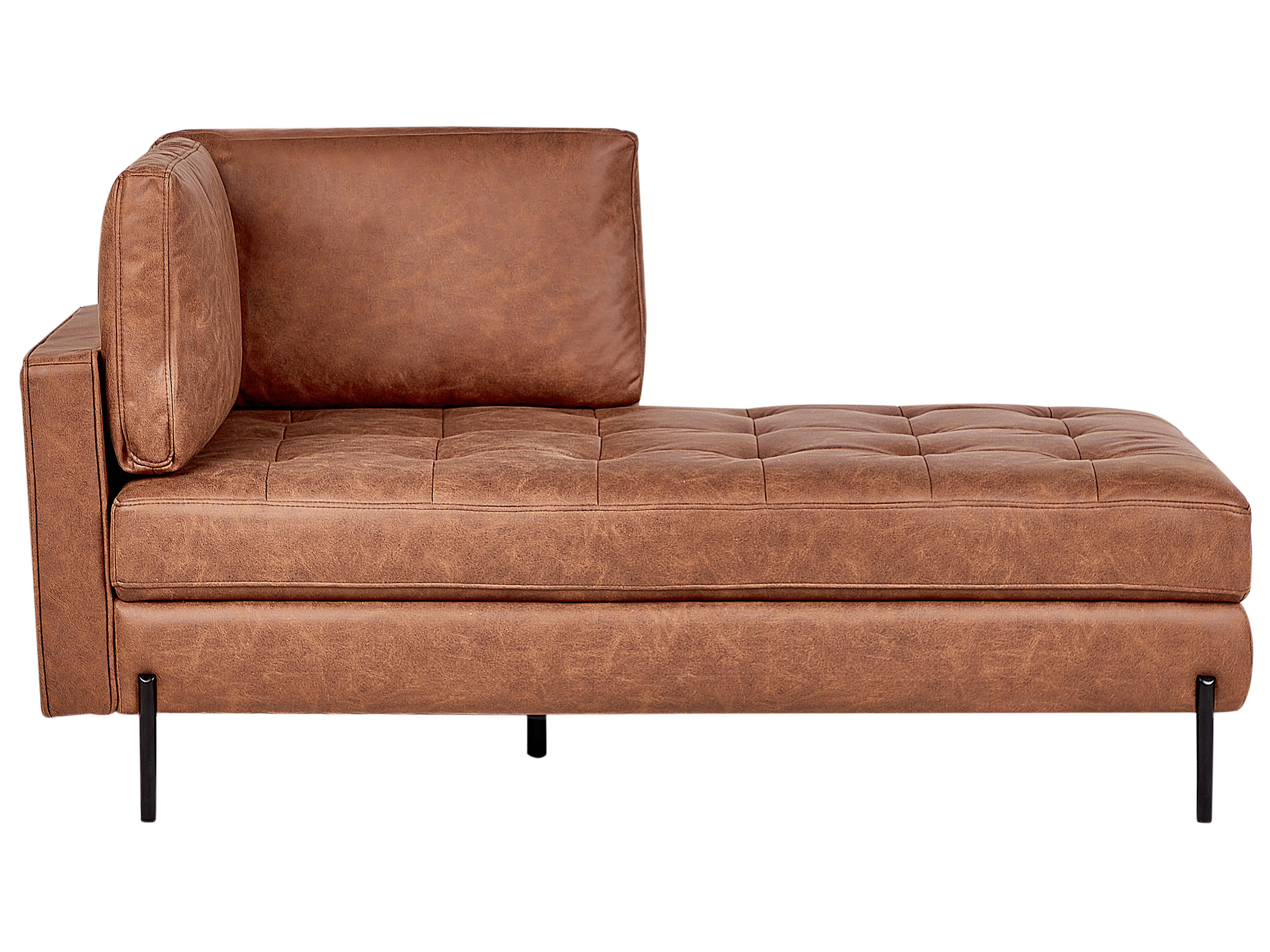 Linkszijdige chaise longue REBAIS Kunstleer Goudbruin