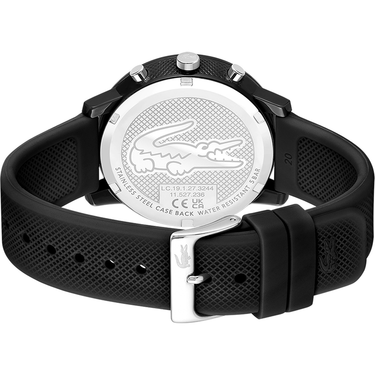 Montre LACOSTE.12.12 chrono homme TR90 noir bracelet silicone noir