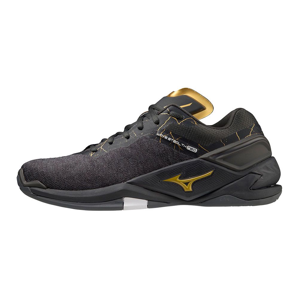 Mizuno WAVE STEALTH NEO - Chaussures handball Homme black oyster/mp gold/iron gate