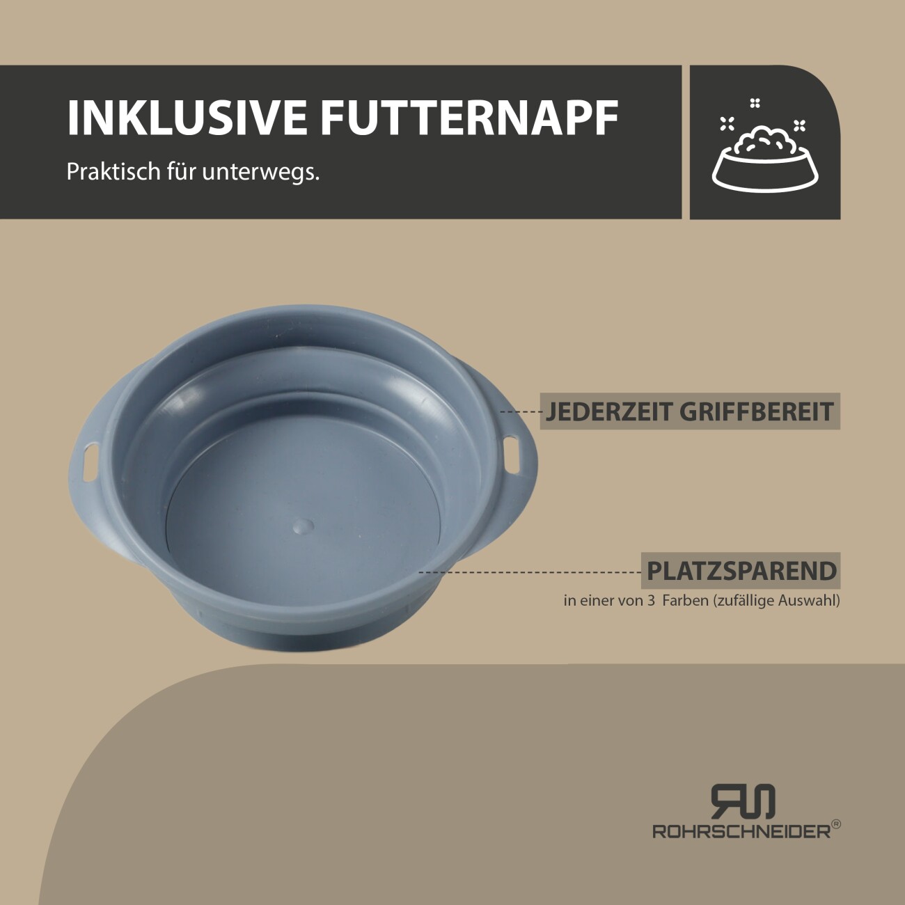 Rohrschneider ® Hundebett mit Anti-Rutsch-Boden, strapazierfähiges Kissen für Hunde und Katzen, B120 x T75 x H7 cm, inkl. Gratis-Wassernapf