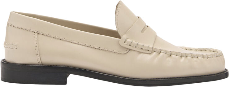 MANGO Leather loafers Light beige