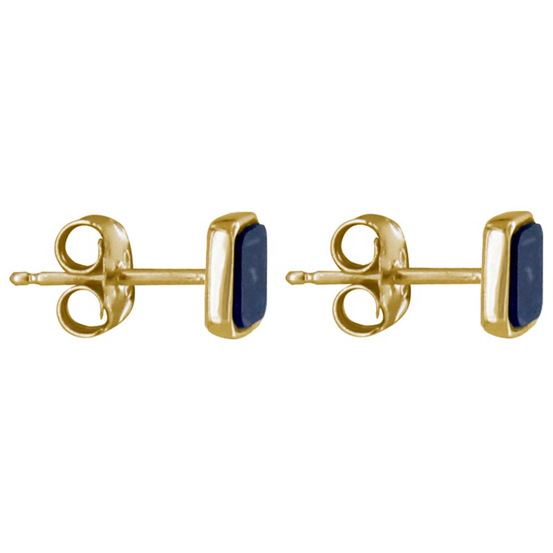 Boucles d'Oreilles Clous Plaqué Or Petit Carré de Sodalite
