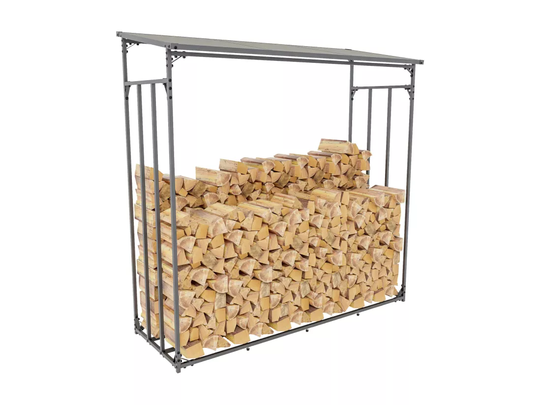 Etagère bois de cheminée - Métal - 185 x 70 x 185cm - Anthracite - Ruston