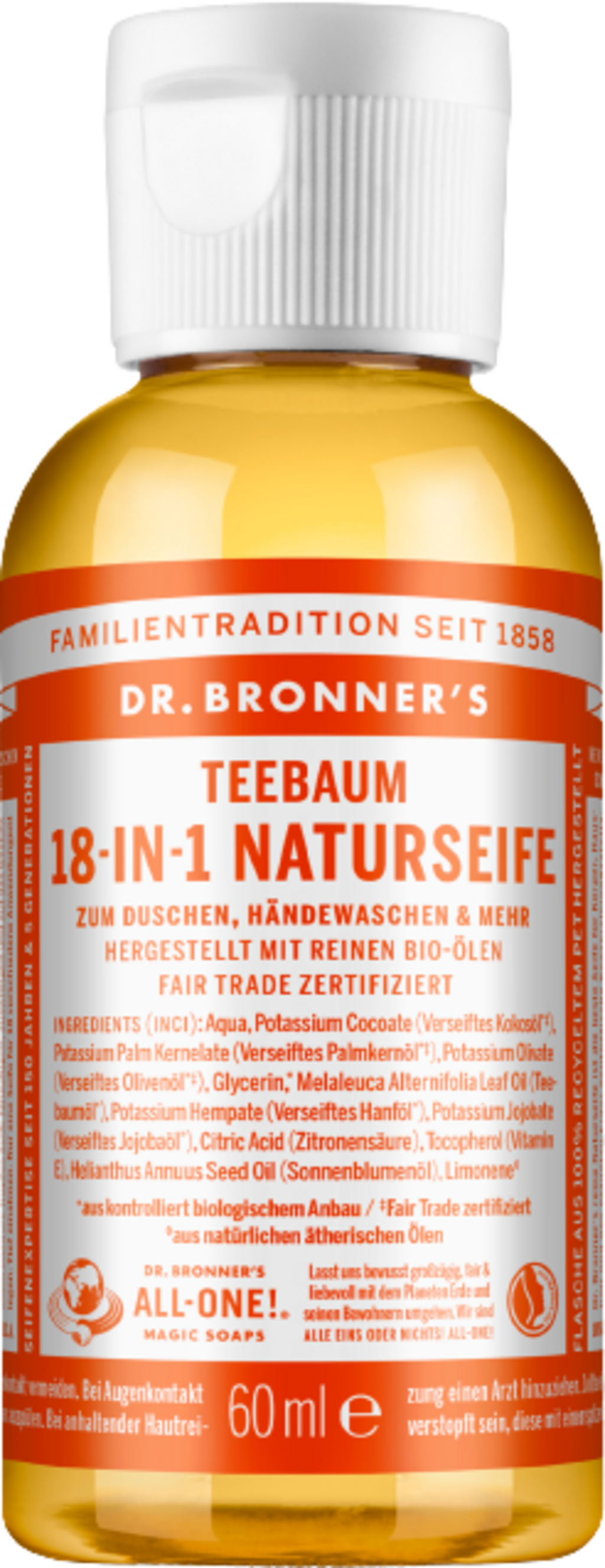 Dr. Bronner's  18in1 Naturseife Teebaum, 60 ml