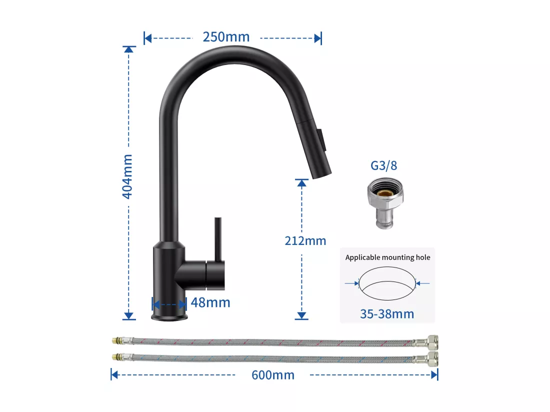 Cecipa max Noir Evier 1 Bac avec Egouttoir Evier à encastrer Quartz et résine 78x45cm + Mitigeur avec Douchette Extractible Rotatif à 360 ° Noir