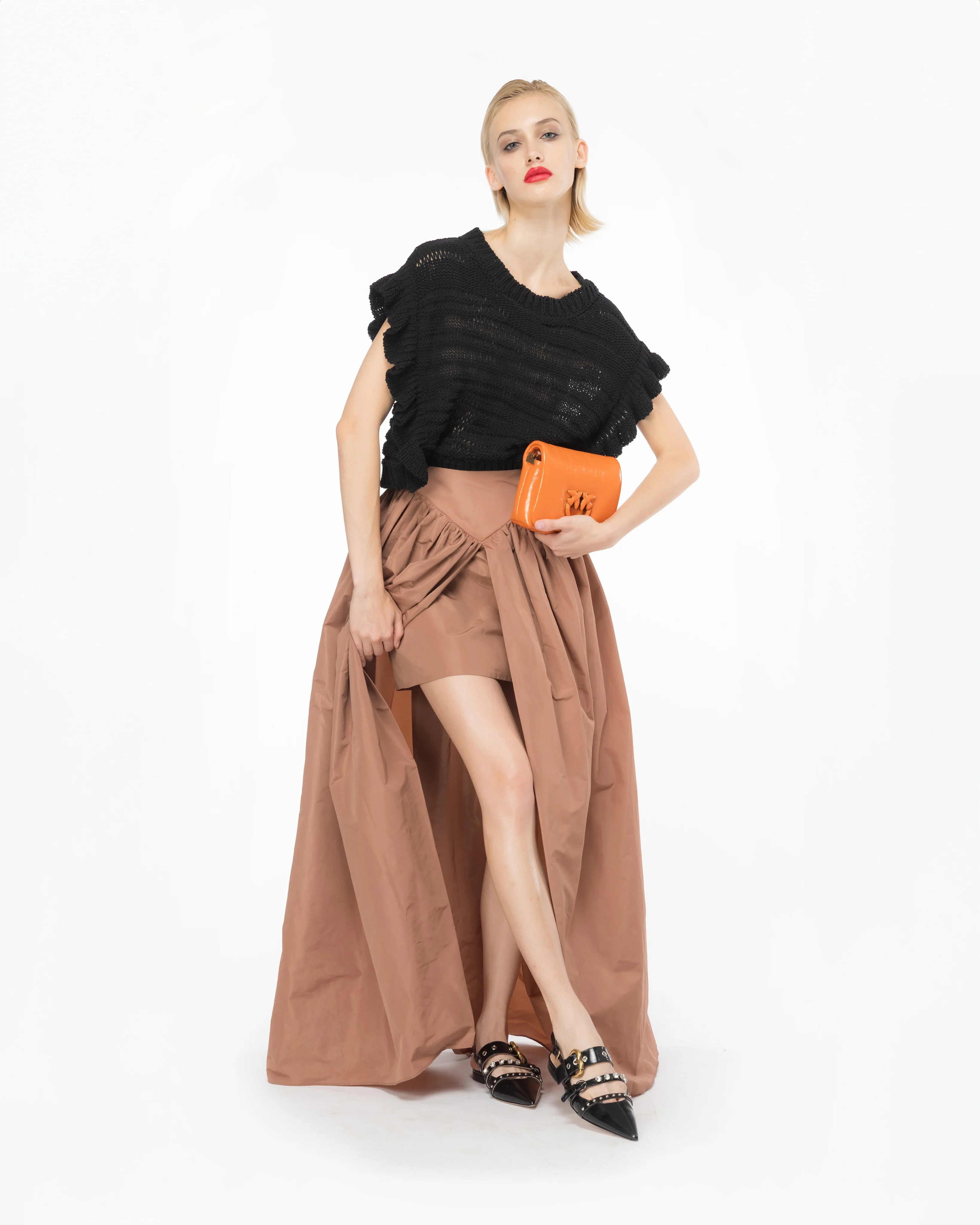 Maxi jupe fendue | Orange