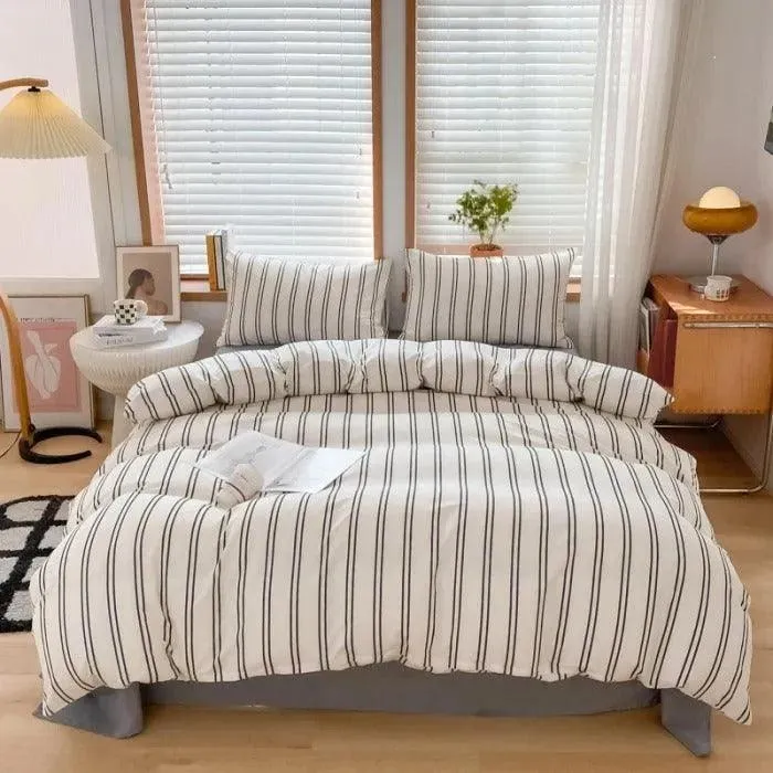 Nordic Classic Stripe Pattern Bedding Set | Modern Boho Cotton Bed Duvet cover Pillow case