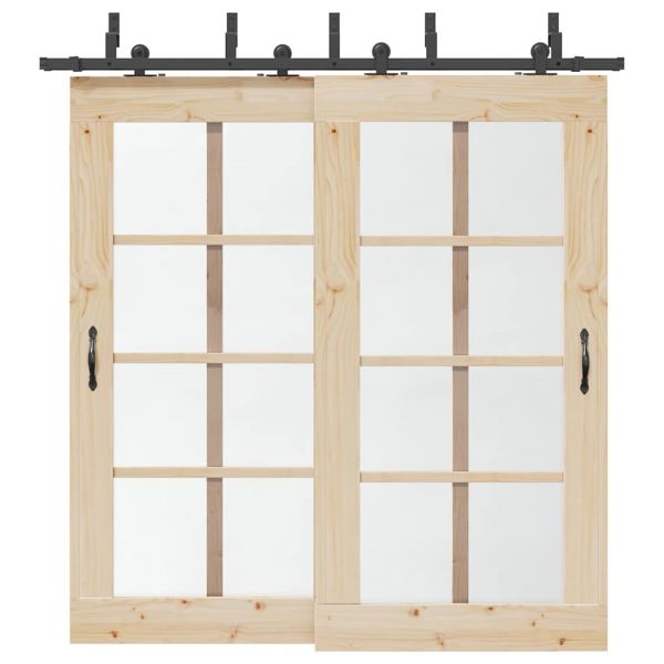 Kit de Ferragens para Porta Deslizante 213,5 cm Aço Preto - 499341799