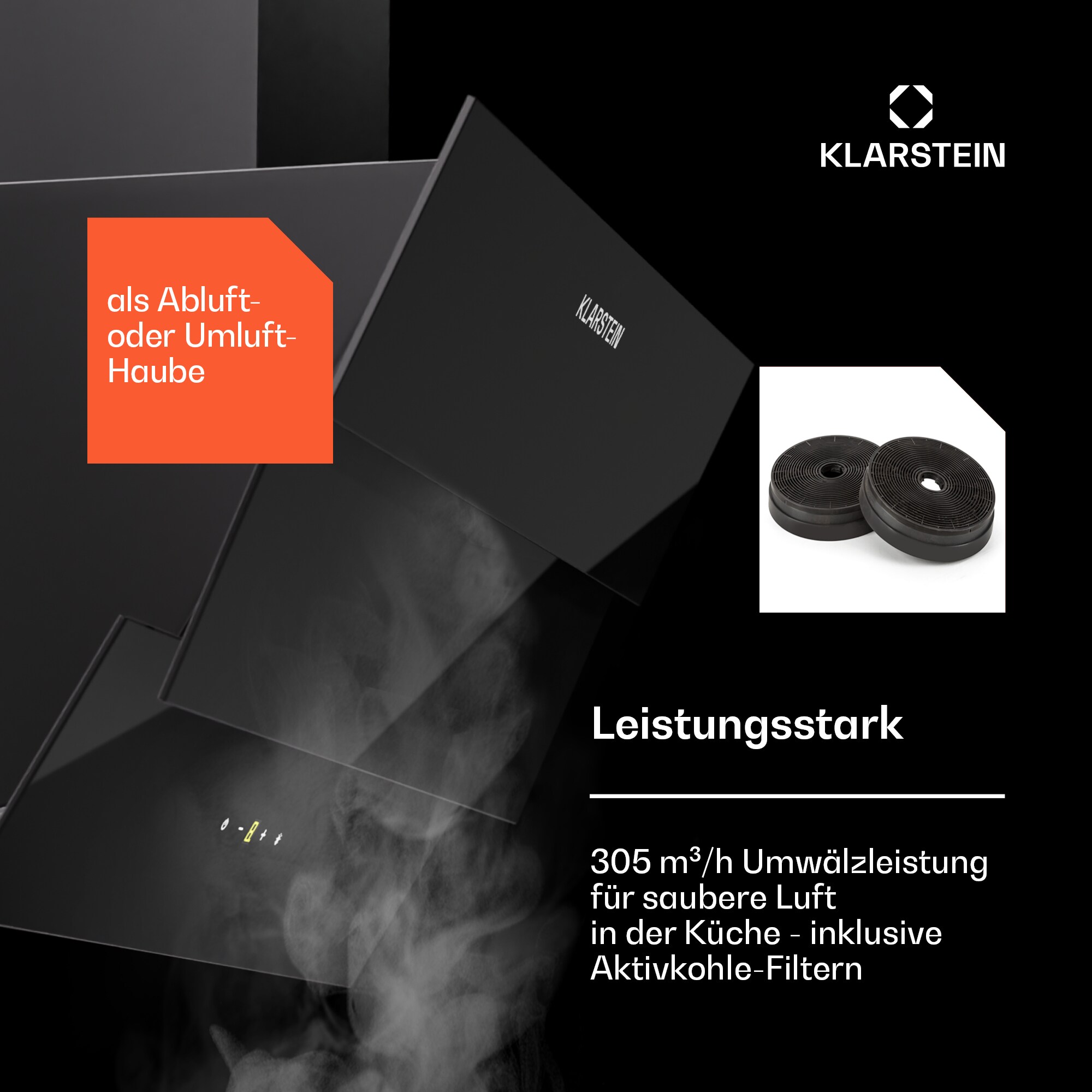 Antonia 60 Dunstabzugshaube 60cm 247m³/h Touch EEK A++ Glas Schwarz