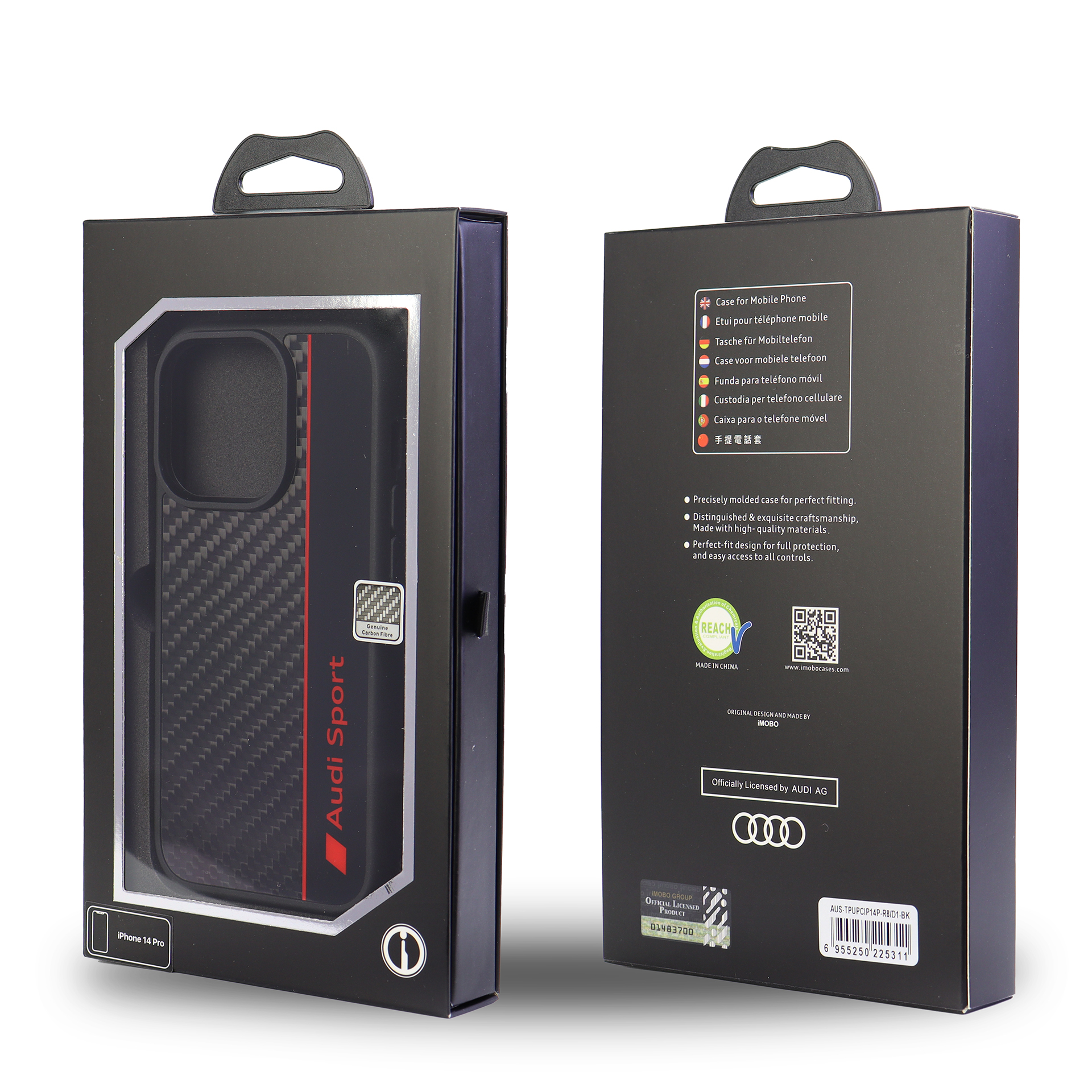 iPhone 14 Pro Hardcase Hülle Carbon Fiber (AUS-TPUPCIP14P-R8/D1-BK) - Schwarz