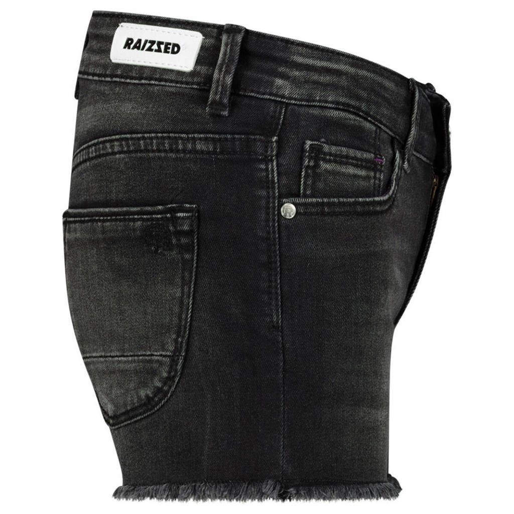 Raizzed high waist denim short Louisiana dark grey stone