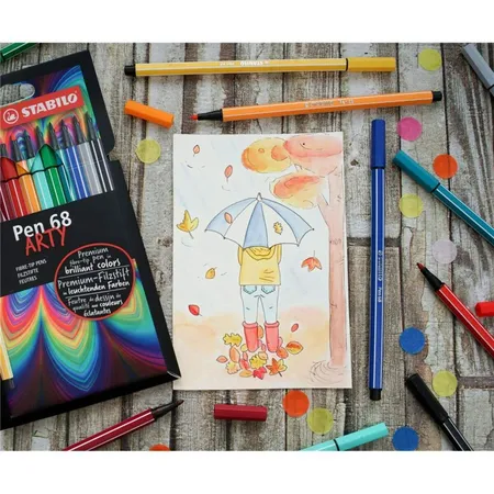 Premium-Filzstift - STABILO Pen 68 - ARTY - 18er Pack - mit 18 verschiedenen Farben