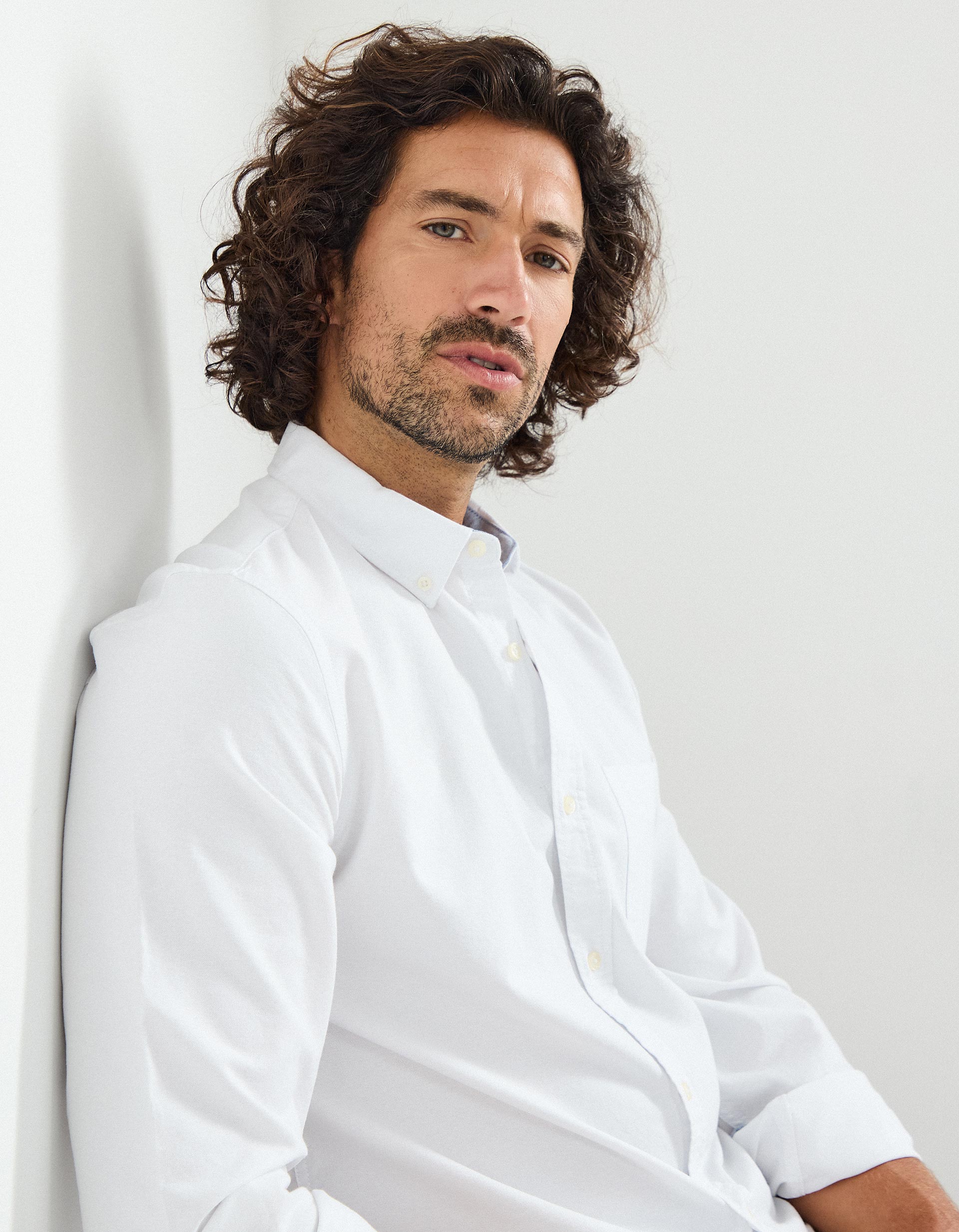 Camisa de Manga Comprida Oxford, Homem, Branco