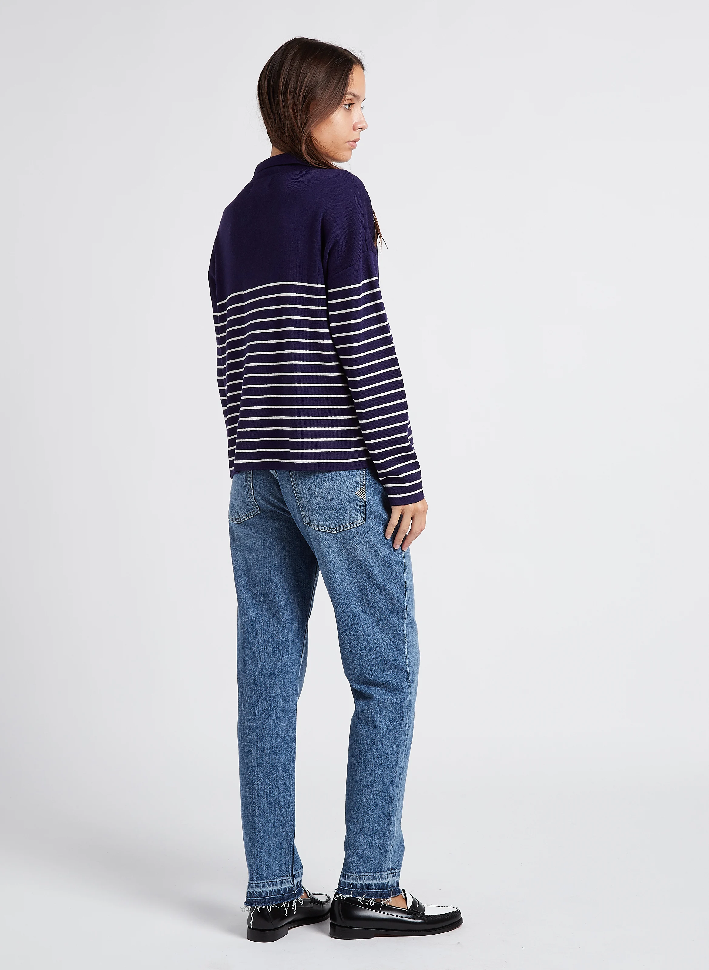 MONDOVIE AMOUR - Pull col V ample en laine mélangée | Bleu