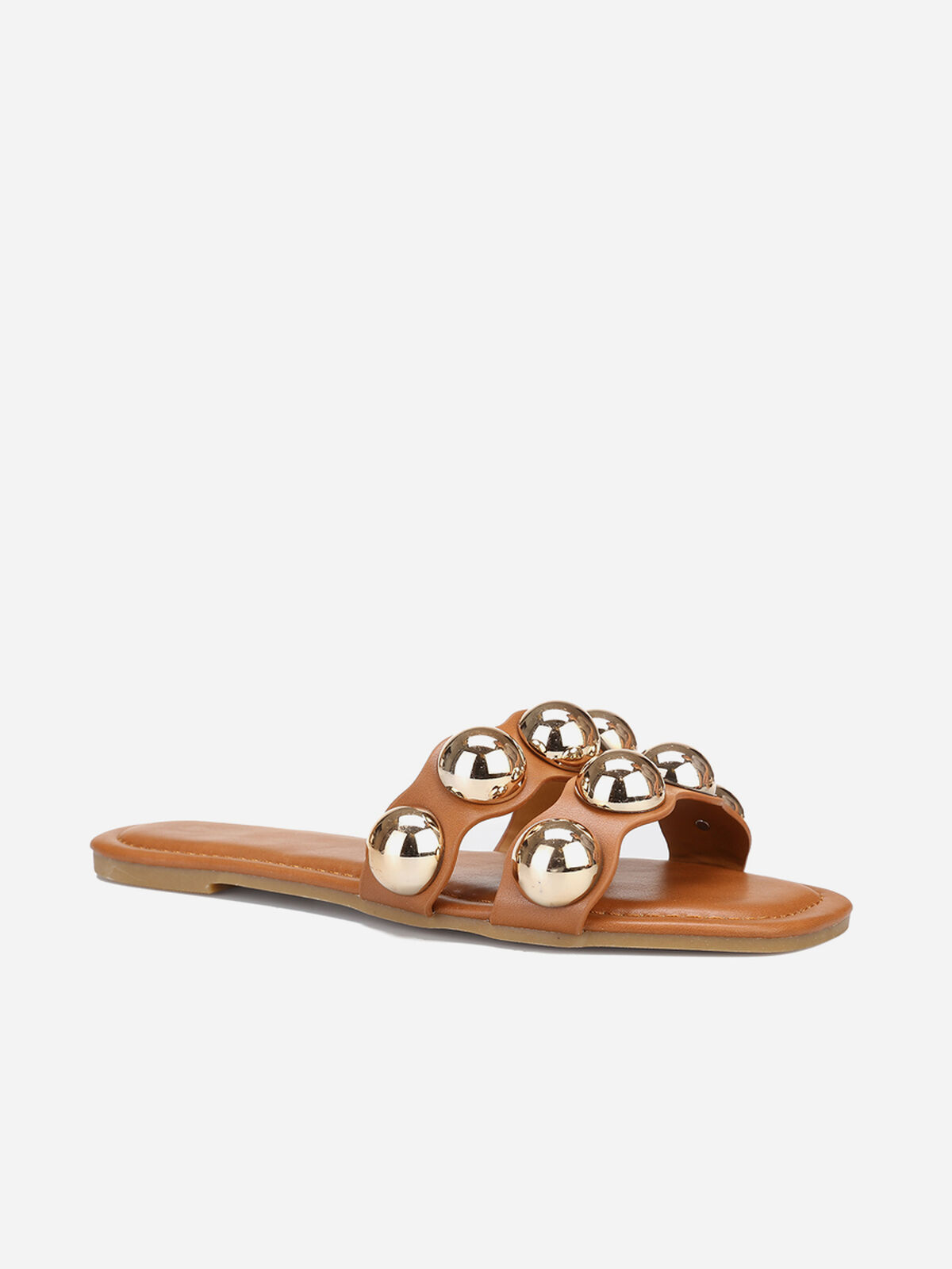 Mules à grosses perles- Camel