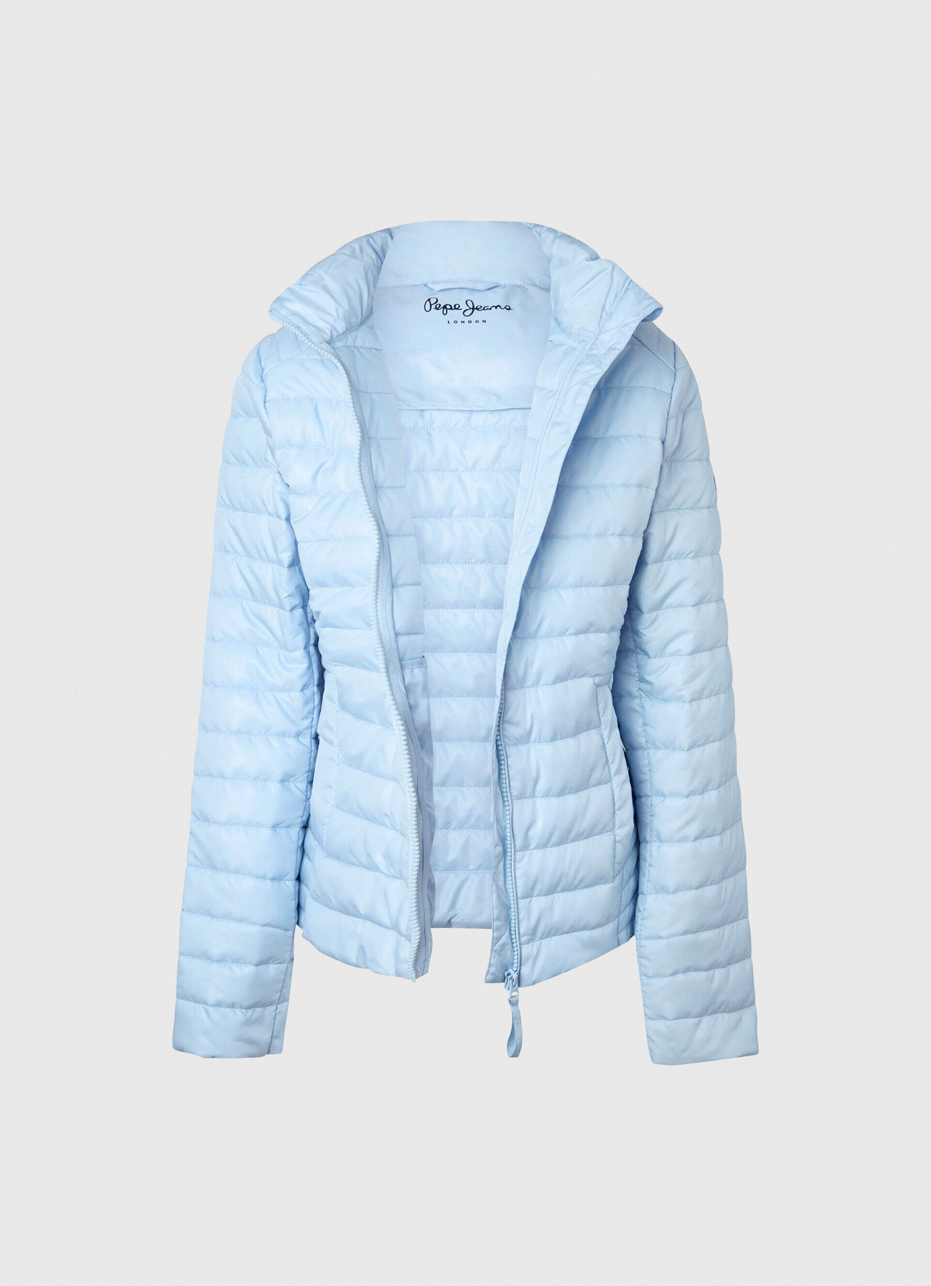 Jaqueta curta acolchoada com enchimento de plumas - azul-baía