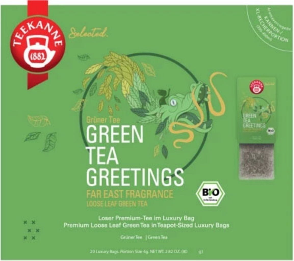 TEEKANNE  Bio Luxury Bag Green Tea Greetings, 20 Beutel (80 g)