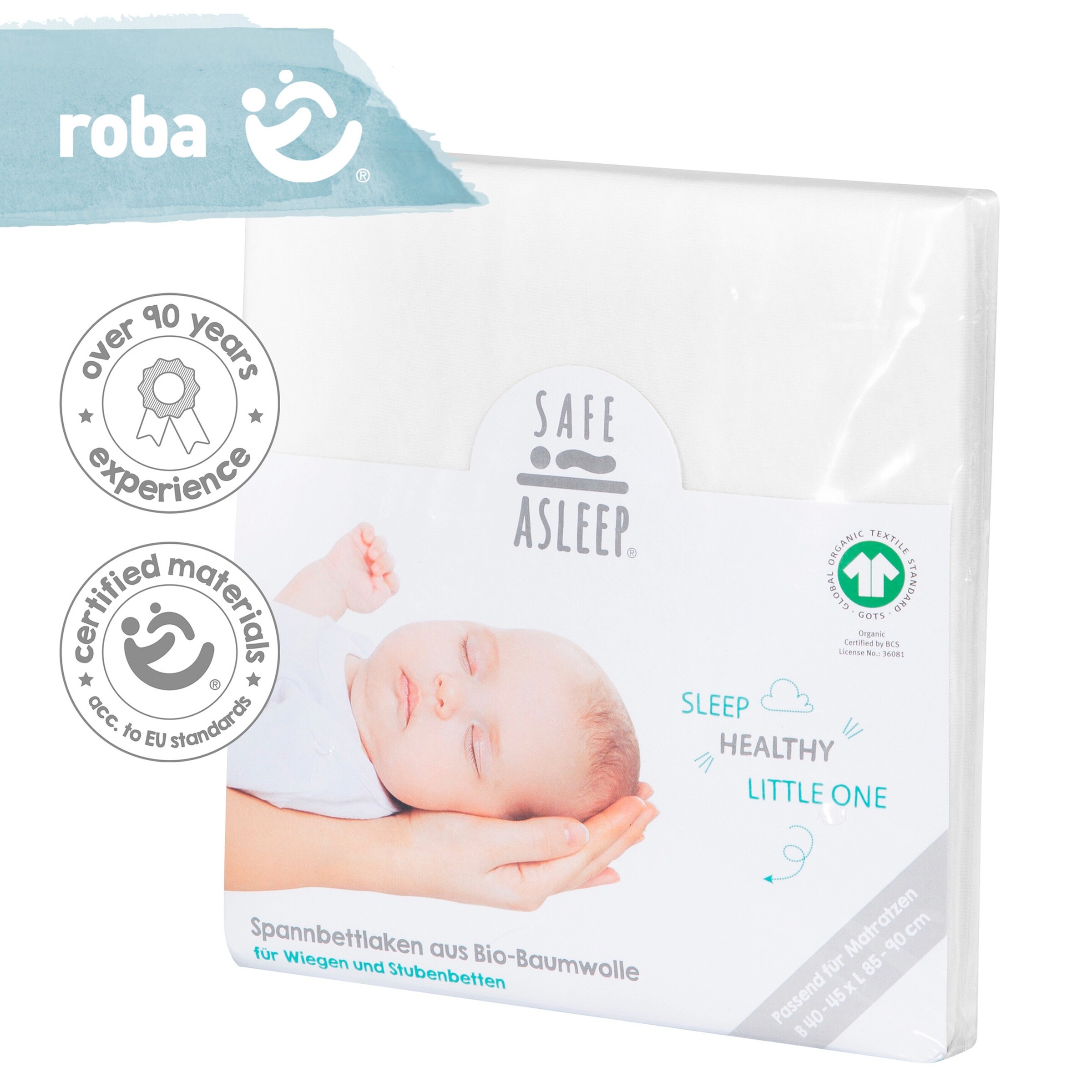 roba Spannbettlaken Jersey, 45x90 cm und 40x90 cm safe asleep®
