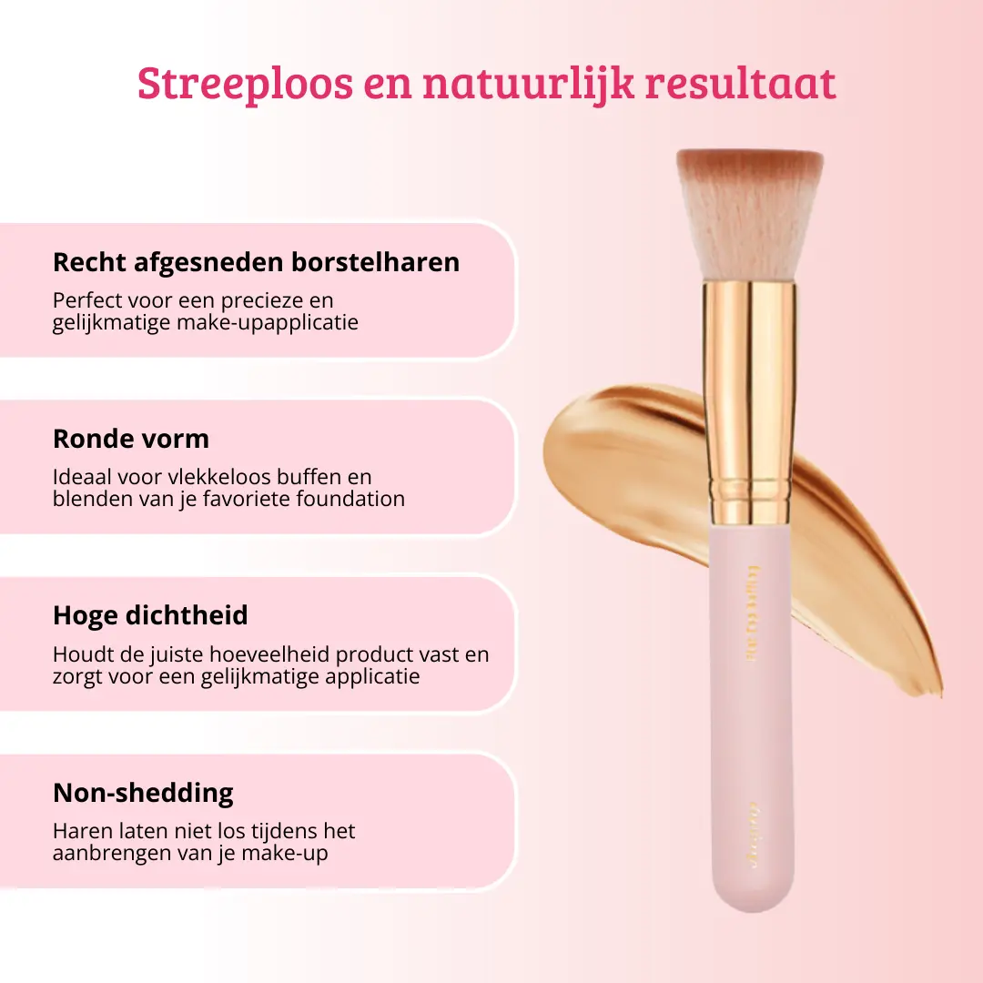 Soft Pink & Gold Flat Top Buffing Brush