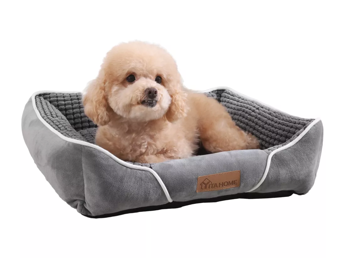 YITAHOME Panier - Petit Chien - Gris - Dehoussable - Orthopédique - lit Chien - Matelas Lavable - 51x48cm
