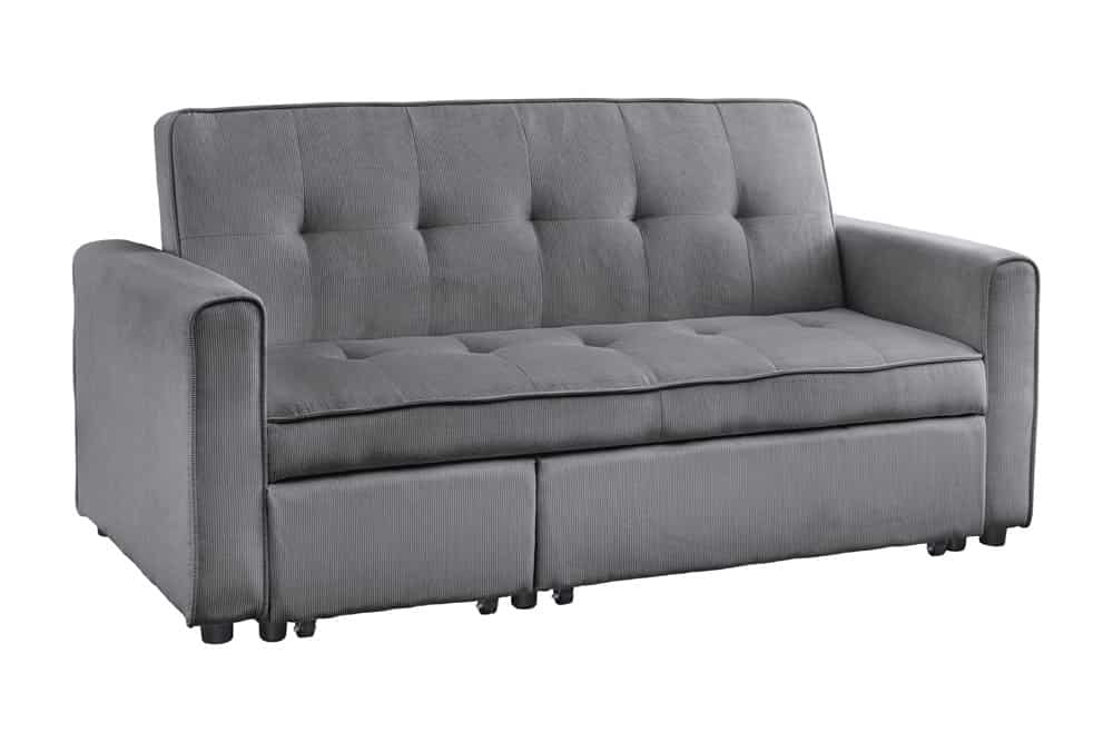 Ausziehbares Schlafsofa SMART 180cm grau Cord 2-Sitzer Couch mit Nosagfederung