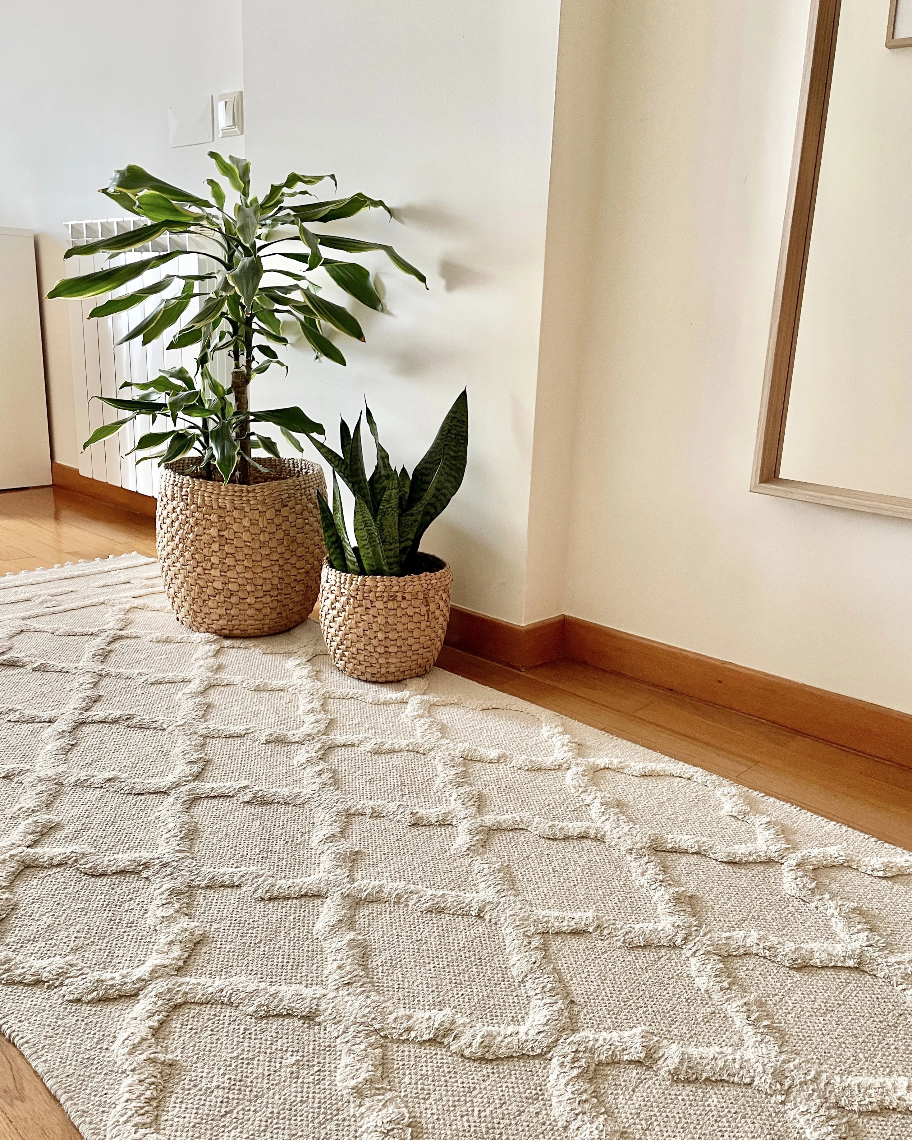 Vloerkleed TOZLU Beige 80 x 230 cm Katoen