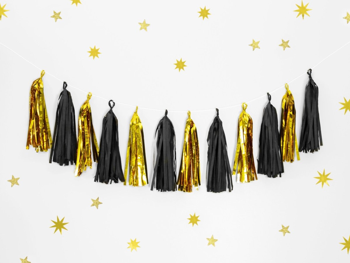 Tassel Slinger Zwart Goud 2m