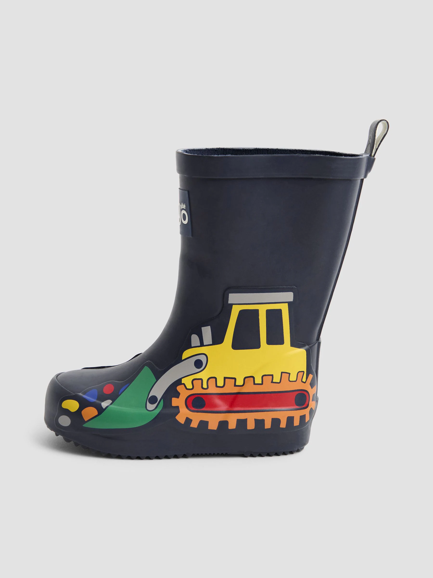 Marineblauw met graafmachine - JoJo Maman Bébé Plain Wellies