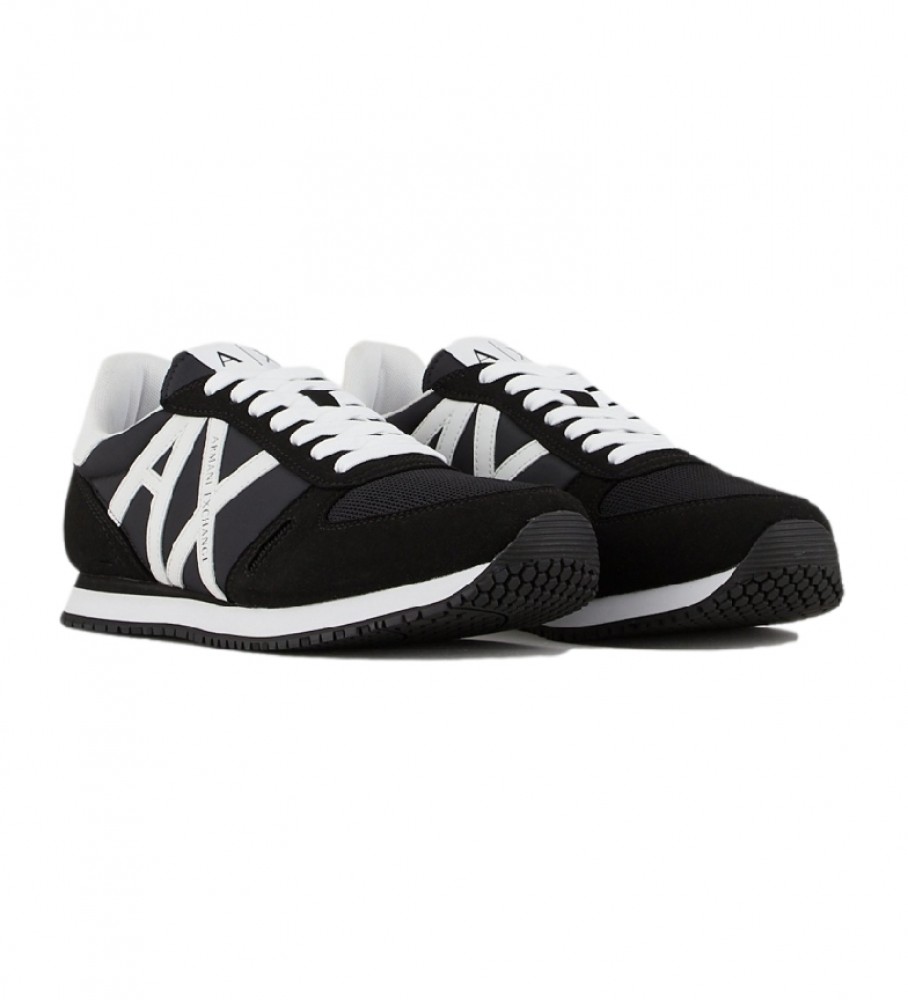 Tênis de corrida retrô Armani Exchange com logo preto