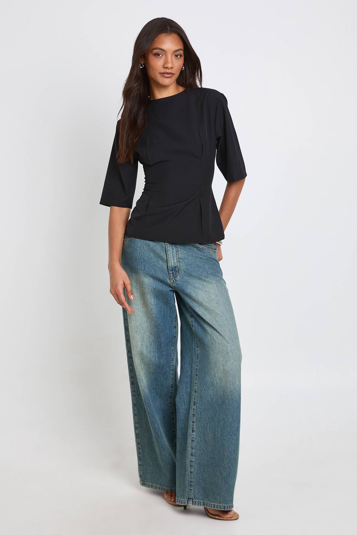 boohoo Haut Chiné Tissé À Taille Cintrée Tall