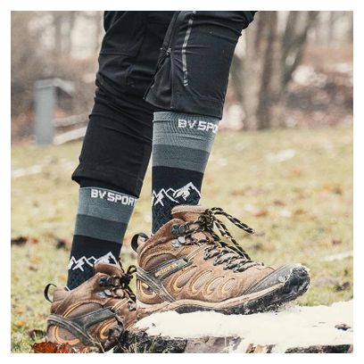Chaussettes trekking Bv Sport Double GR Haute Polyamide Gris / Noir