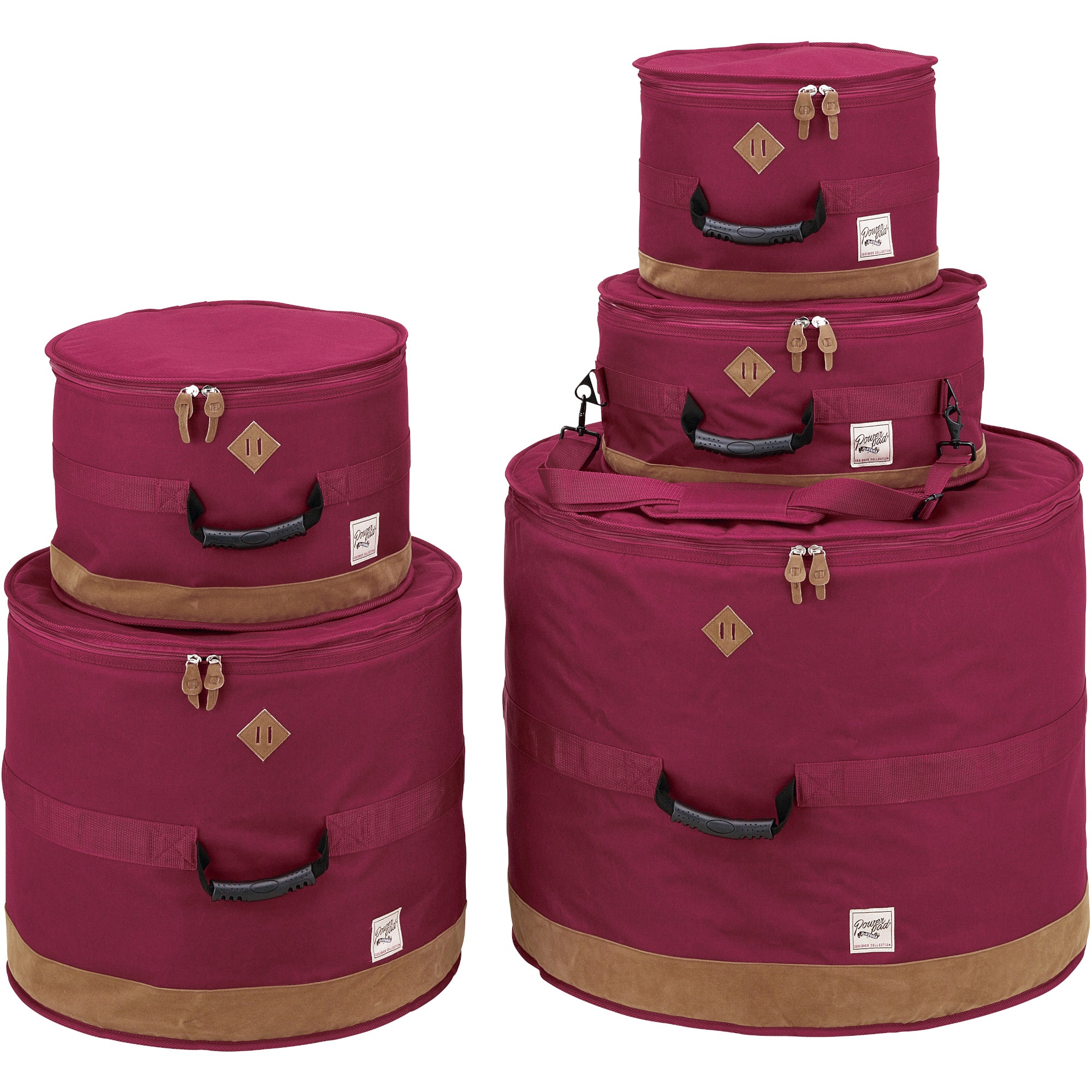 Tama TDSS52KWR Powerpad Designer Wine Red 5d. drumhoezenset 22,10,12,14,16