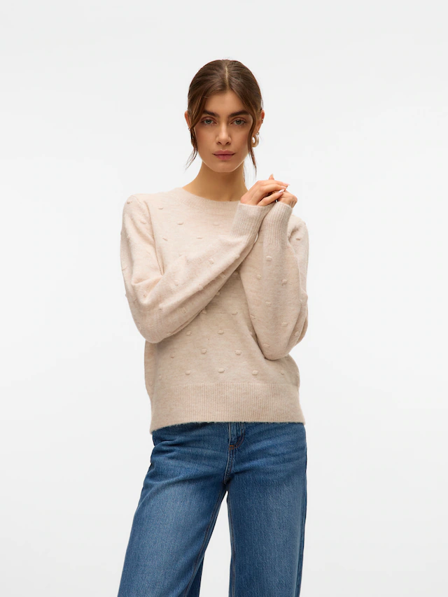 Vero Moda Rundhalspullover »VMFRANCESCA LS O-NECK PULLOVER BOO«
