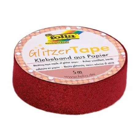 Folia Glitzer Tape rot, ca. 5 m x 15 mm