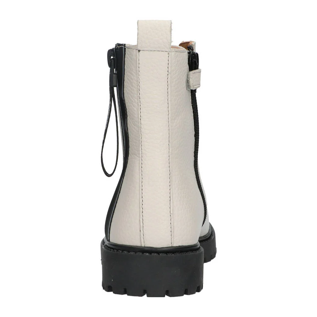 Braqeez leren veterboots ecru