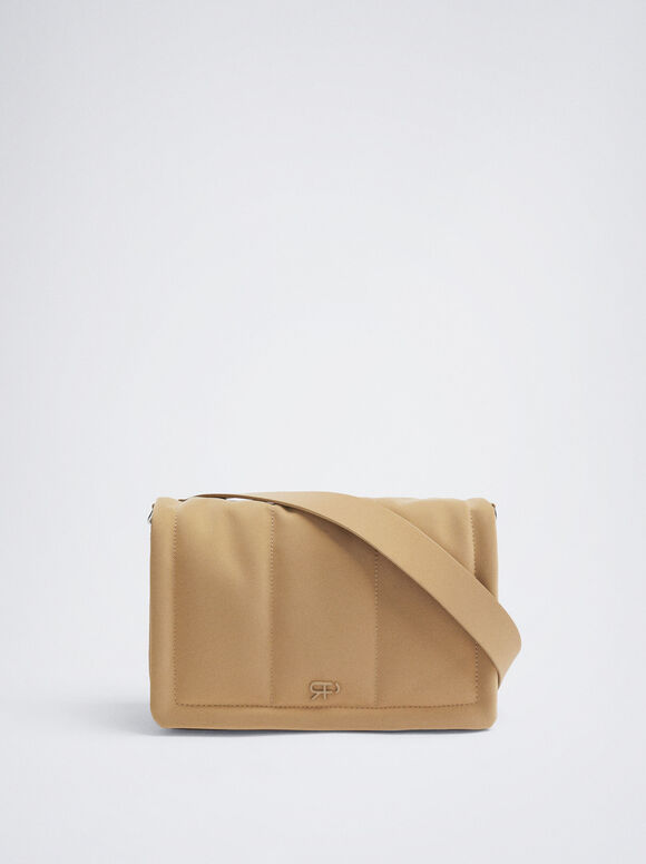 Bolsa de ombro acolchoada - Camel