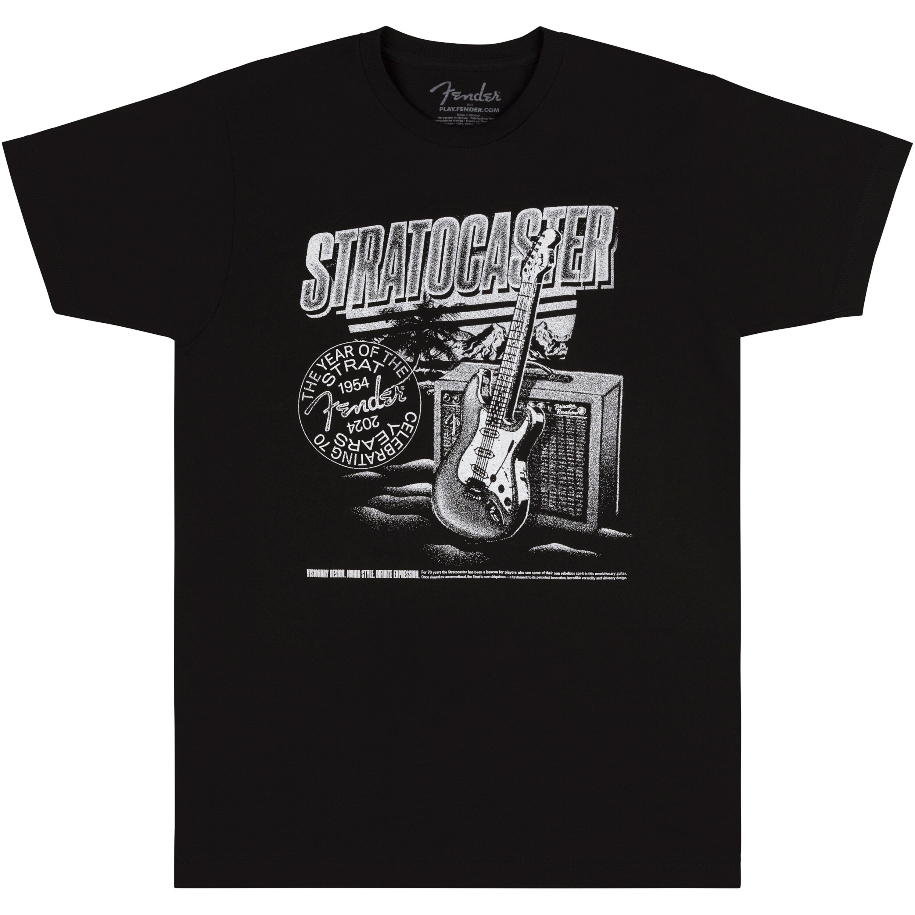 Fender Stratocaster 70th AnniversaryTee zwart XL