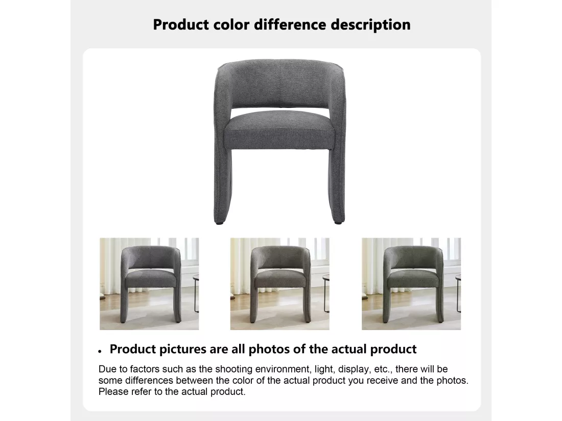 Haobosic - Chaise Modernes en Tissu Gris, Fauteuil Rembourré, Confortable et Robuste, Capacité de 150 kg, 59x61x75 cm