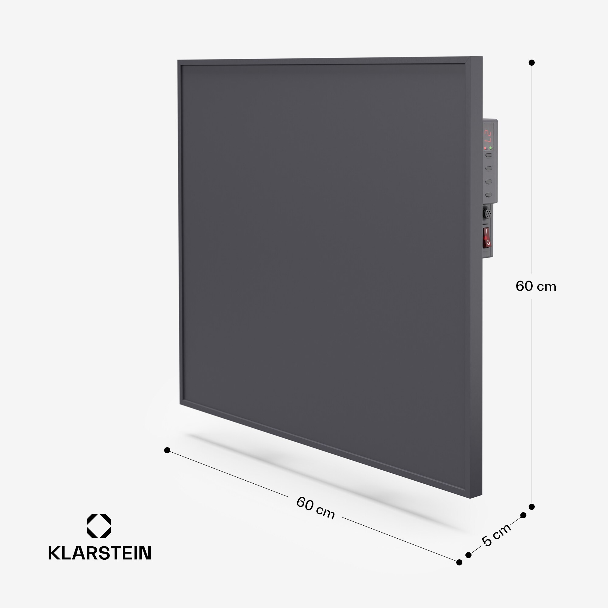 Wonderwall Smart Infrarotheizung | 60x60cm | App | 360W | Wochentimer | IP24 Dunkelgrau 360 W