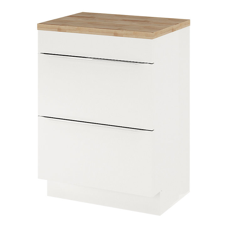 Ensemble salle de bains l.60 cm meuble à poser Imandra blanc + plan de toilette chêne