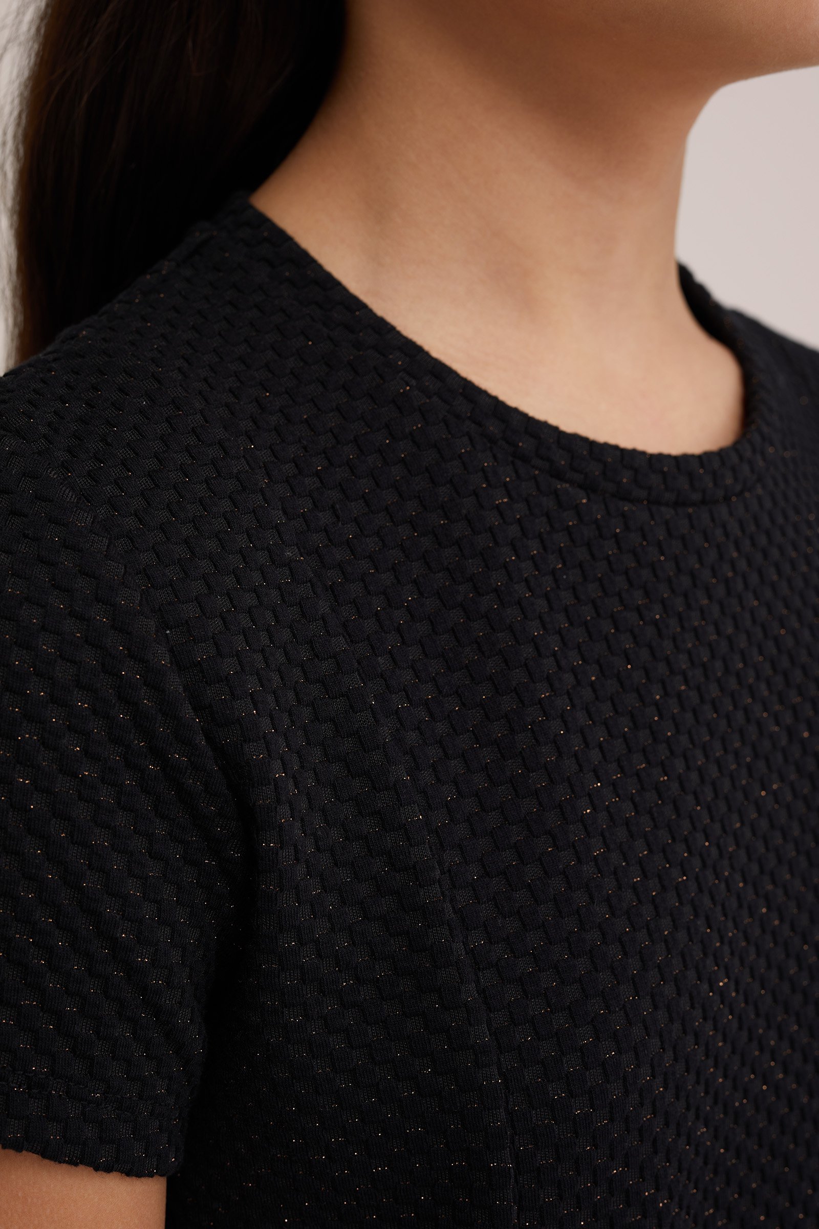 Meisjes jurk met structuur WE Fashion Zwart