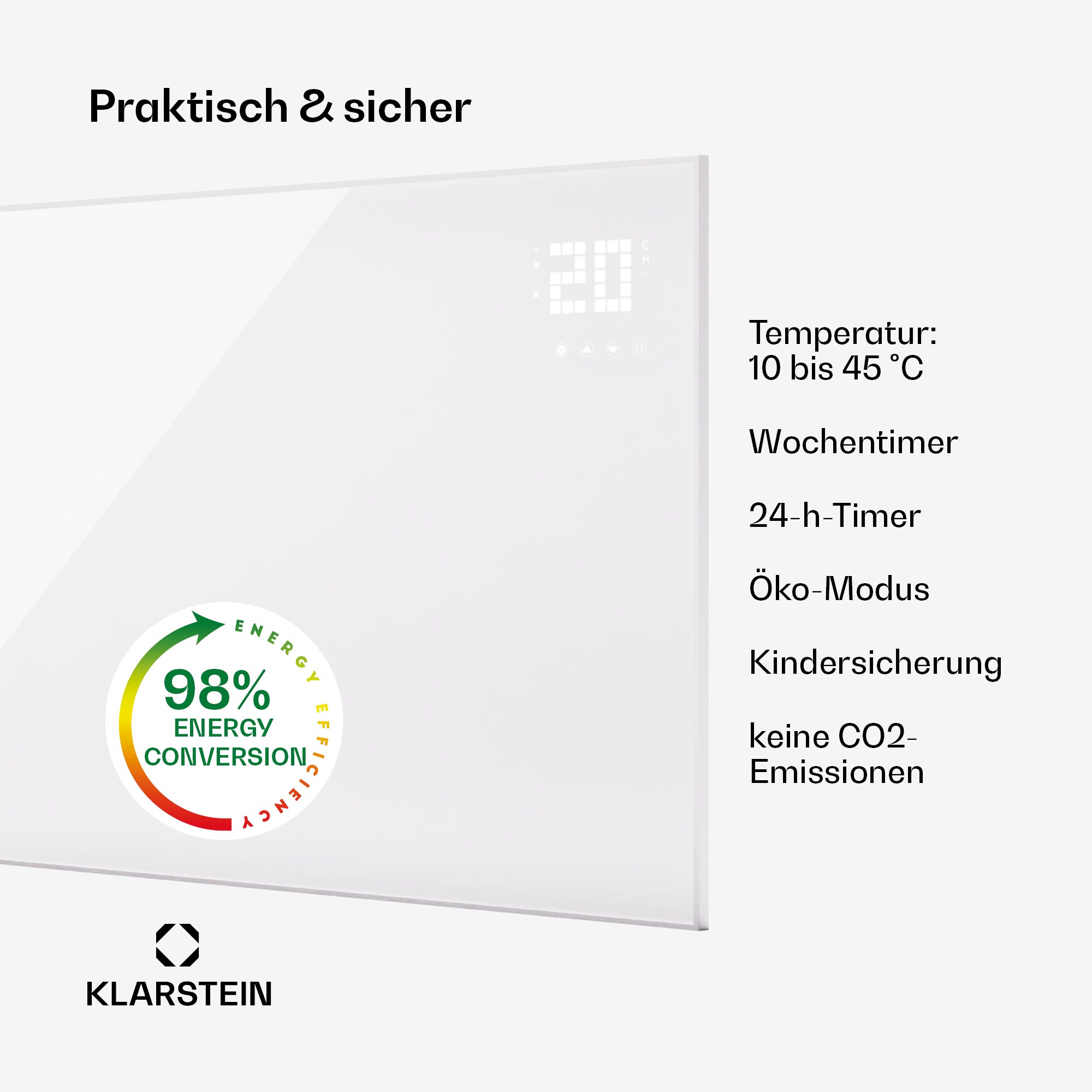 Wonderwall Smart Bornholm Infrarotheizung 130x85cm App 980W