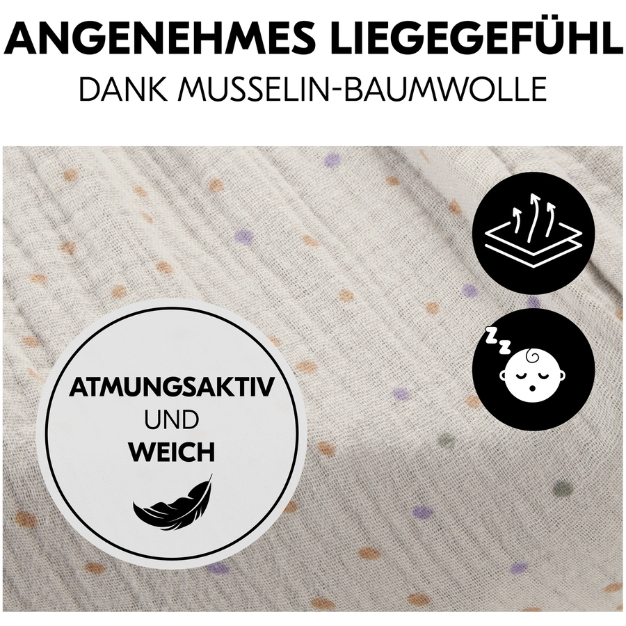 hauck Spannbettlaken für Reisebettmatratzen Beige Dots