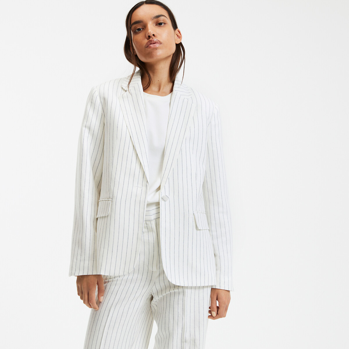 COLEÇÕES LA REDOUTE<br>Jaqueta larga às riscas