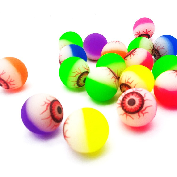 (100er Set) Ø25mm Augapfel Gummi Ball Bouncing Hüpfball Halloween Spielzeug Mitgebsel Flummi - Bunt