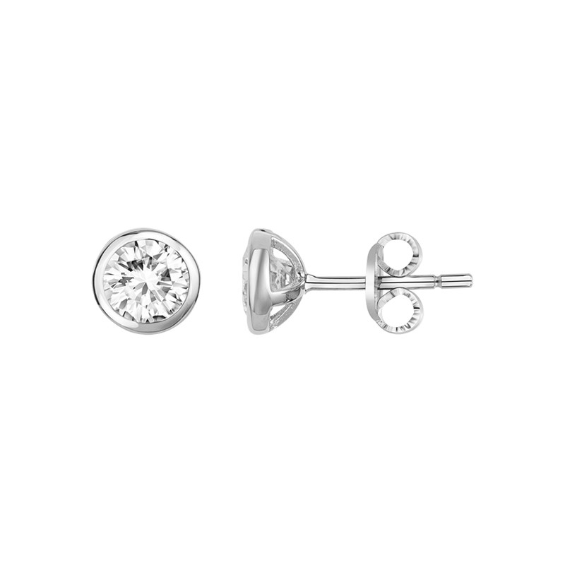 Boucles d'oreilles puces en Argent avec oxyde de zirconium blanc