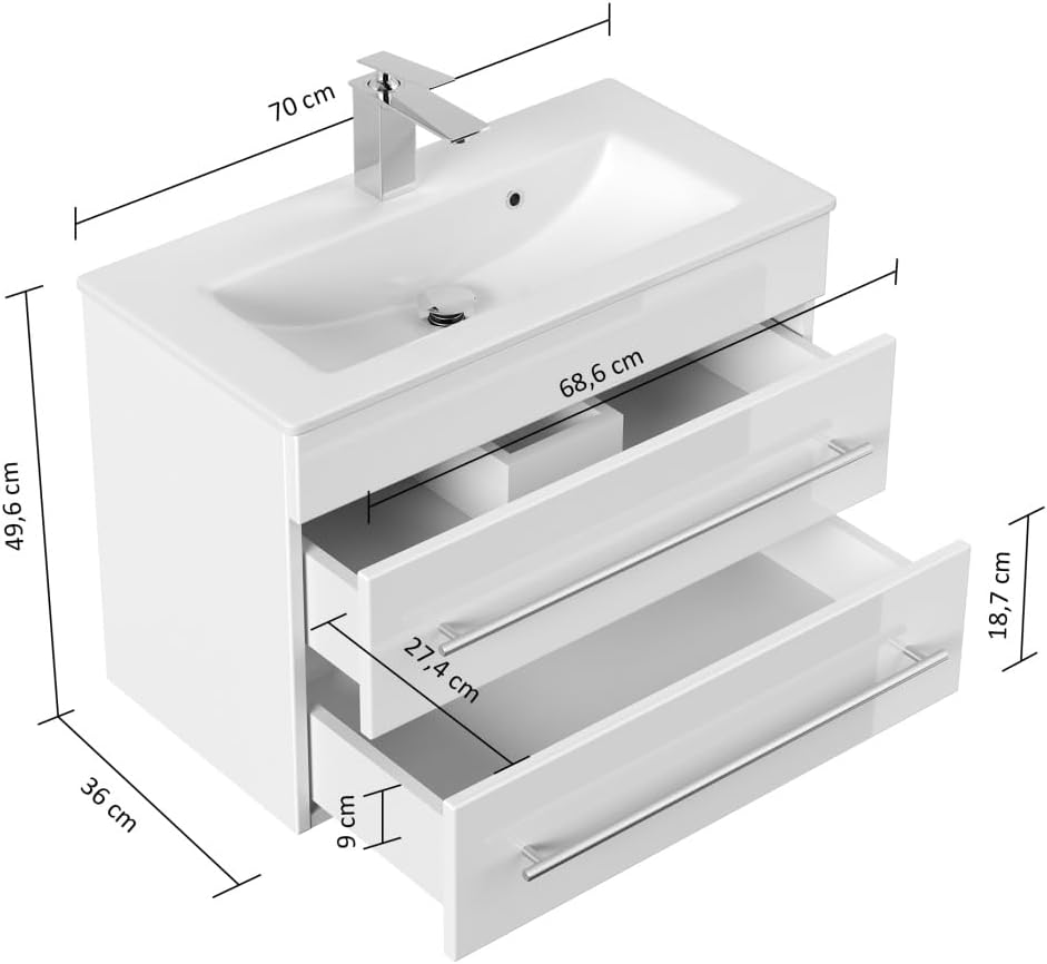 Magnolia Home Badmöbel Mars 700 Slimline SoftClose