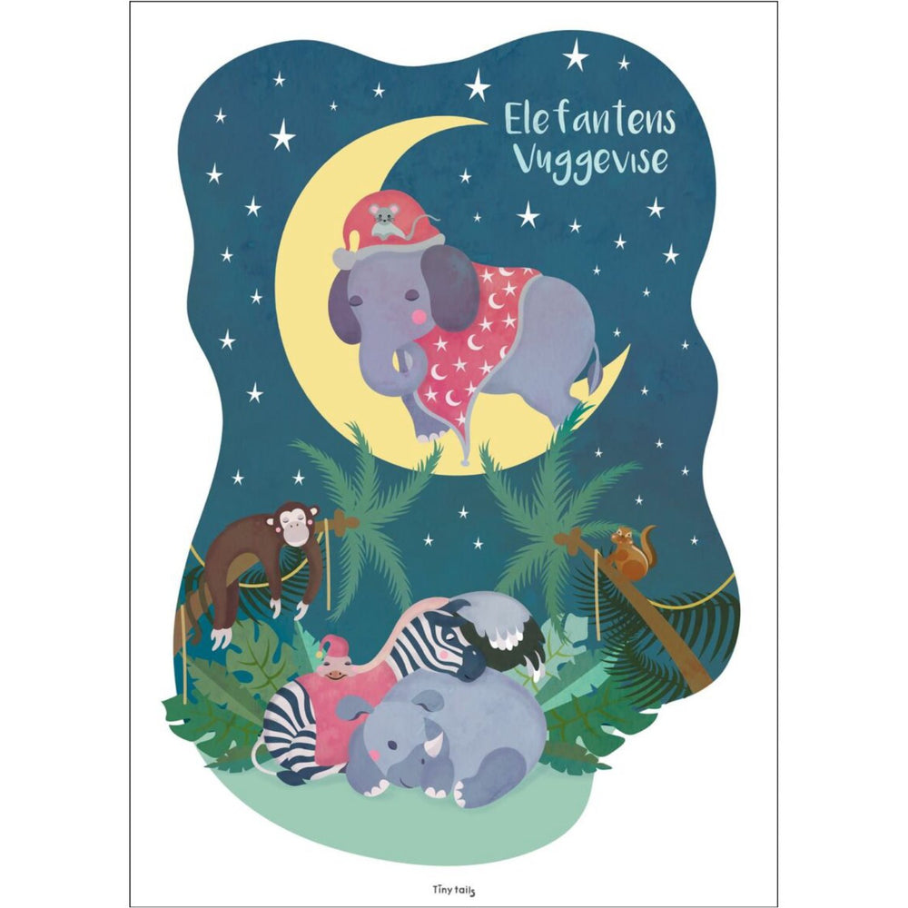 Køb Poster & Frame Tiny Tails - Elefantens Vuggevise