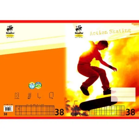 Staufen Schulheft Linea, A4, kar.m.Randlinien, Lin.38,16Bl, farbig mit Sportlermotiv