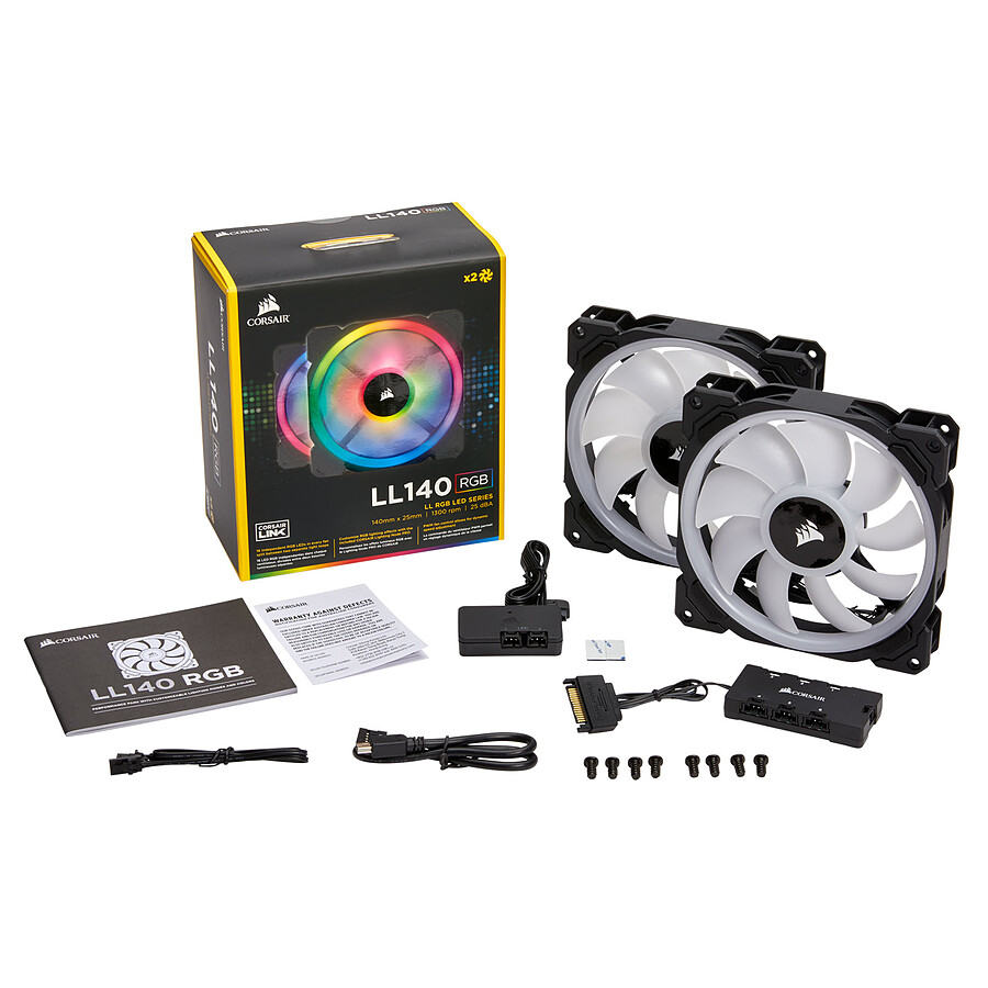 Corsair LL140 RGB - Pack de 2 + Node Pro - Noir